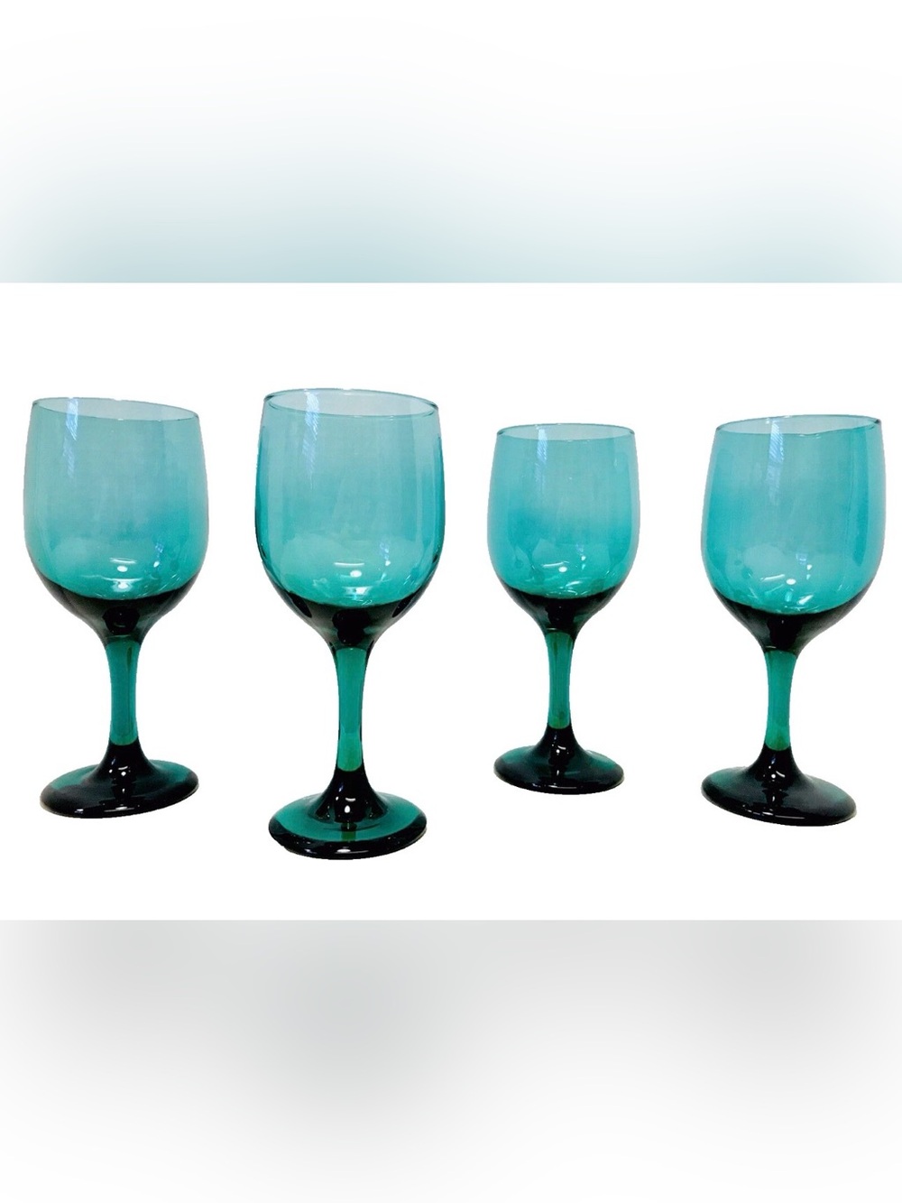 Vintage Libbey Blown Glass Juniper Green 10 oz Water Wine Goblets Set of 4